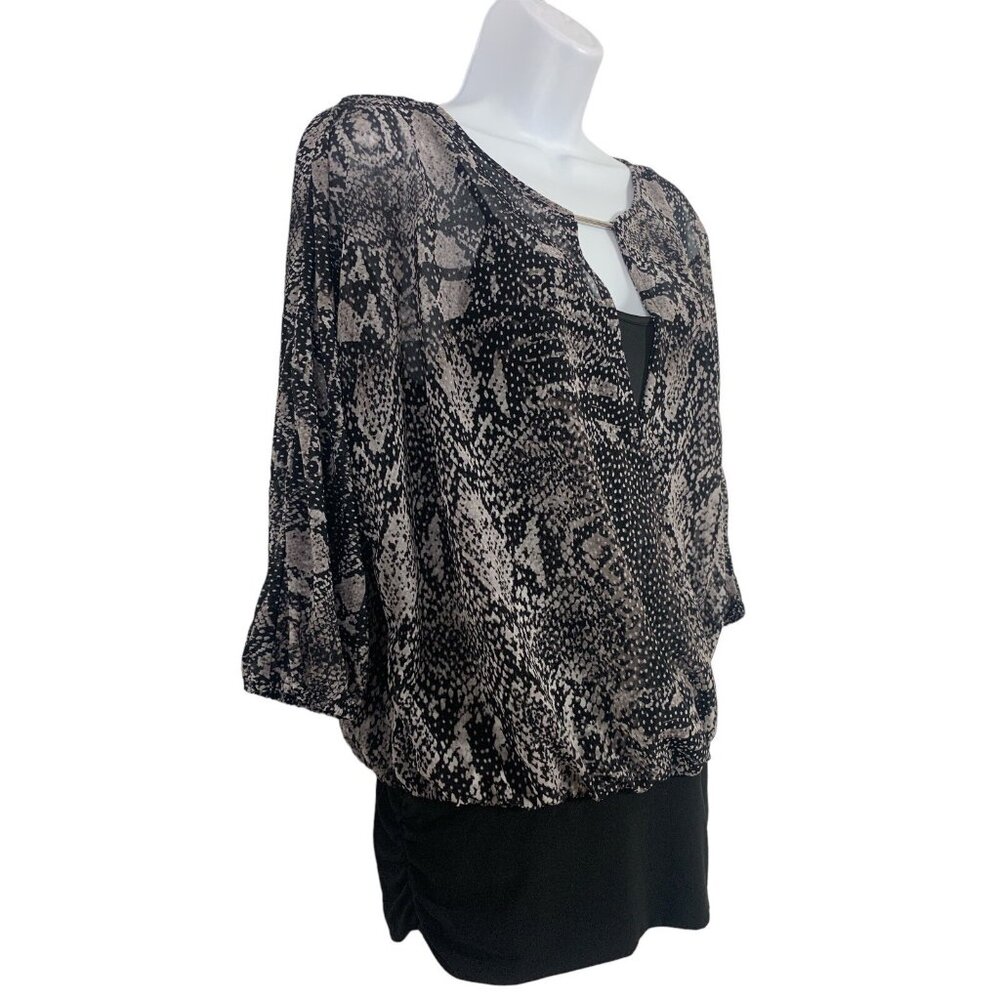 Jennifer Lopez Womens Small Snake Print Blouse With Keyhole Neckline Small - Picture 3 of 13